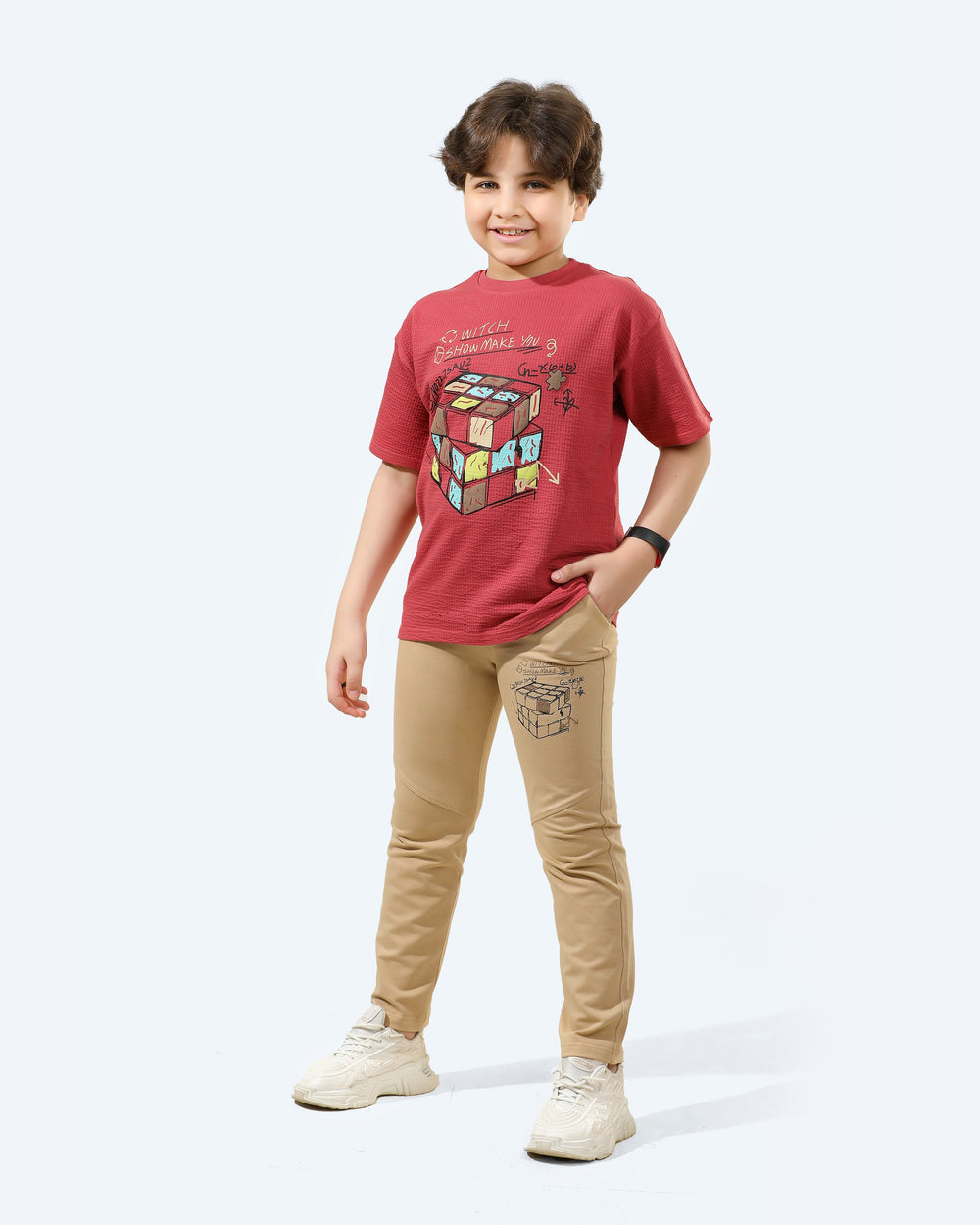Rubik-Inspired Boys Set with Puzzle Cube Print | Tangerine - Remint Kids Fashion