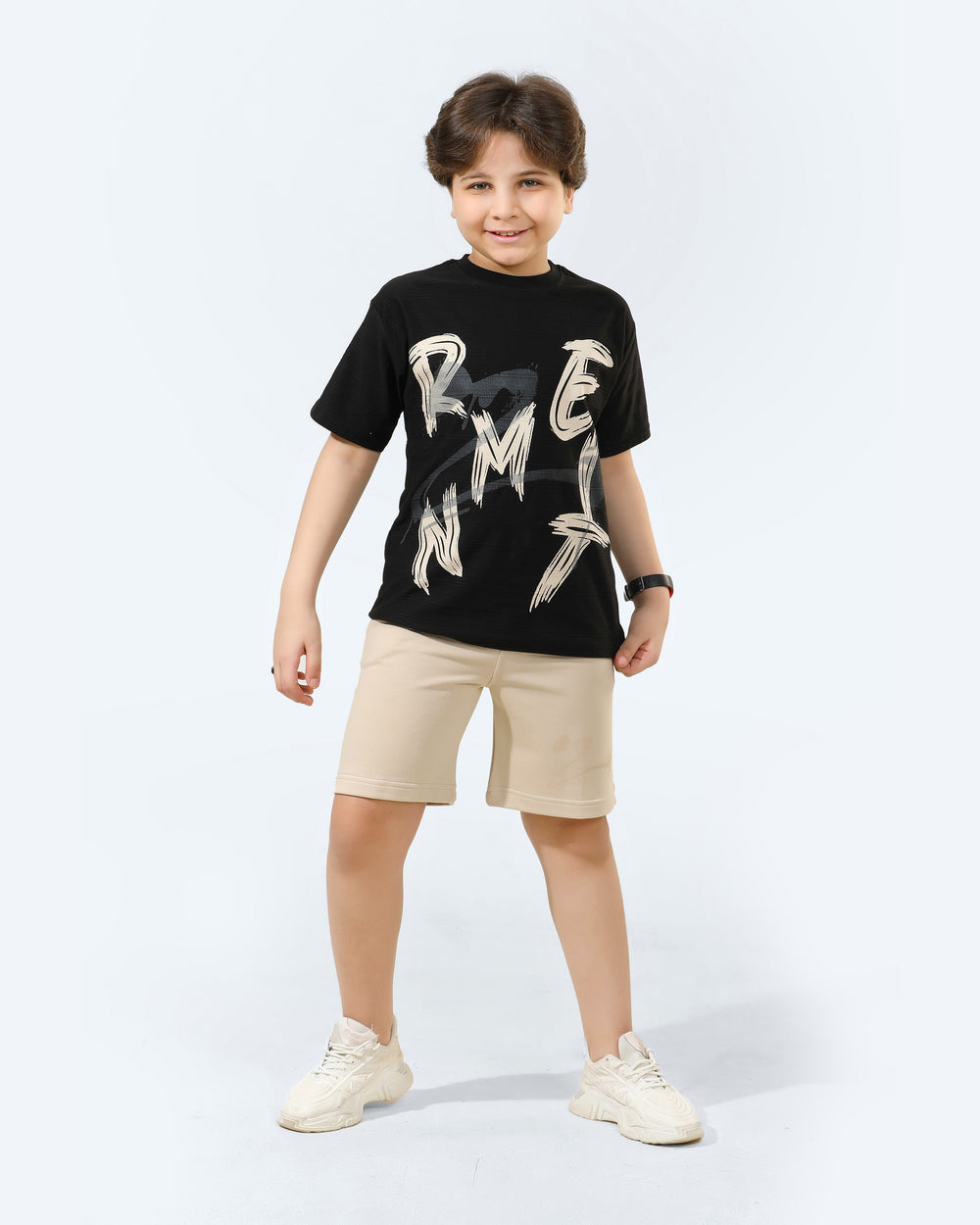 Boys Remint Graffiti Statement Shorts Set | Black - Remint Kids Fashion