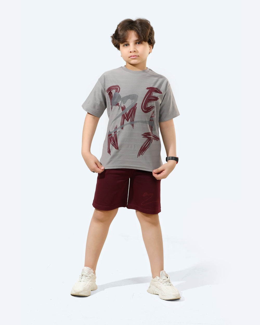 Boys Remint Graffiti Statement Shorts Set | Grey - Remint Kids Fashion