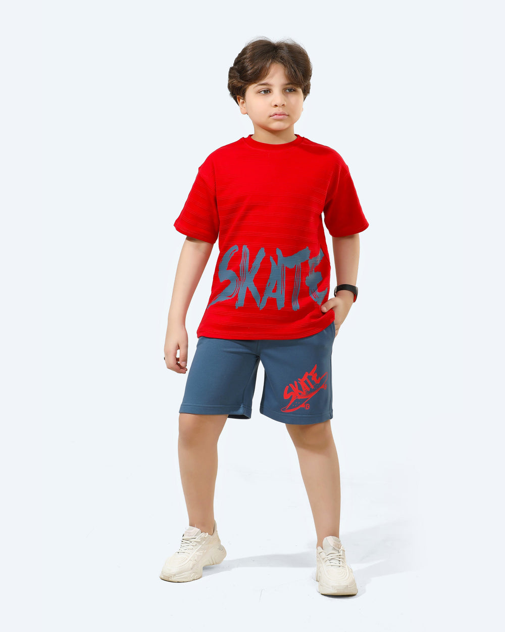Skate Graphic Boys Summer Set | Red - Remint Kids Fashion