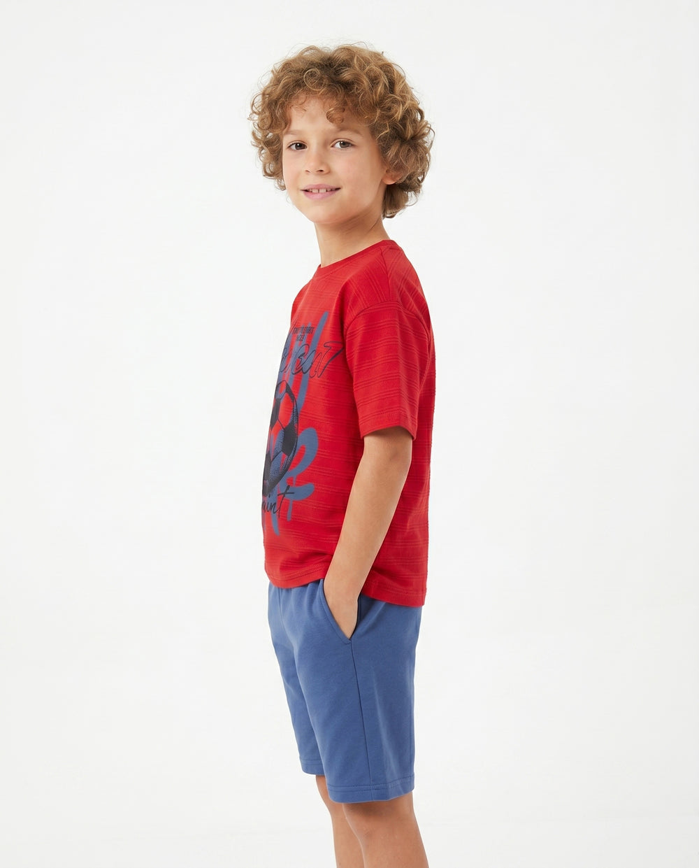 Boys Football Graphic Set | Red - Remint Kids Fashion