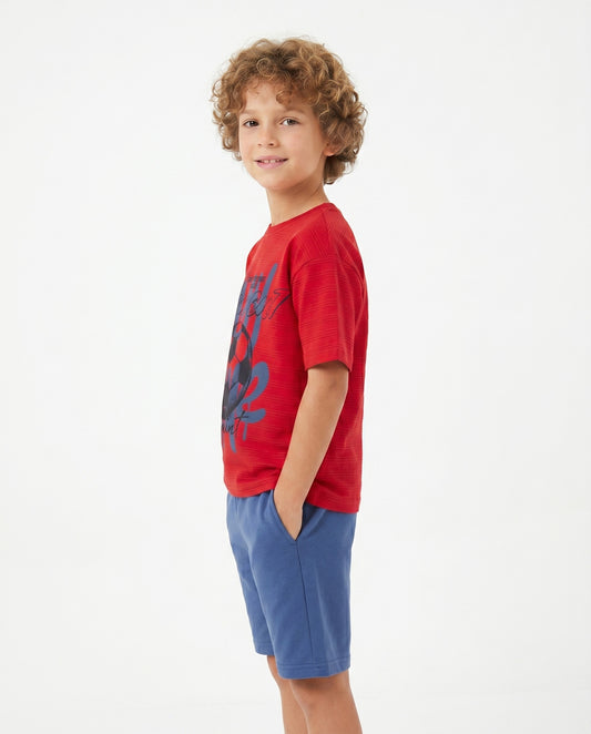 Boys Football Graphic Set | Red - Remint Kids Fashion