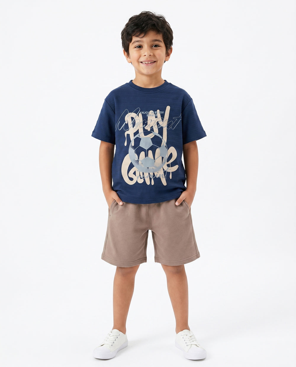 Boys Football Graphic Set | Dark Blue - Remint Kids Fashion