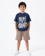 Boys Football Graphic Set | Dark Blue - Remint Kids Fashion