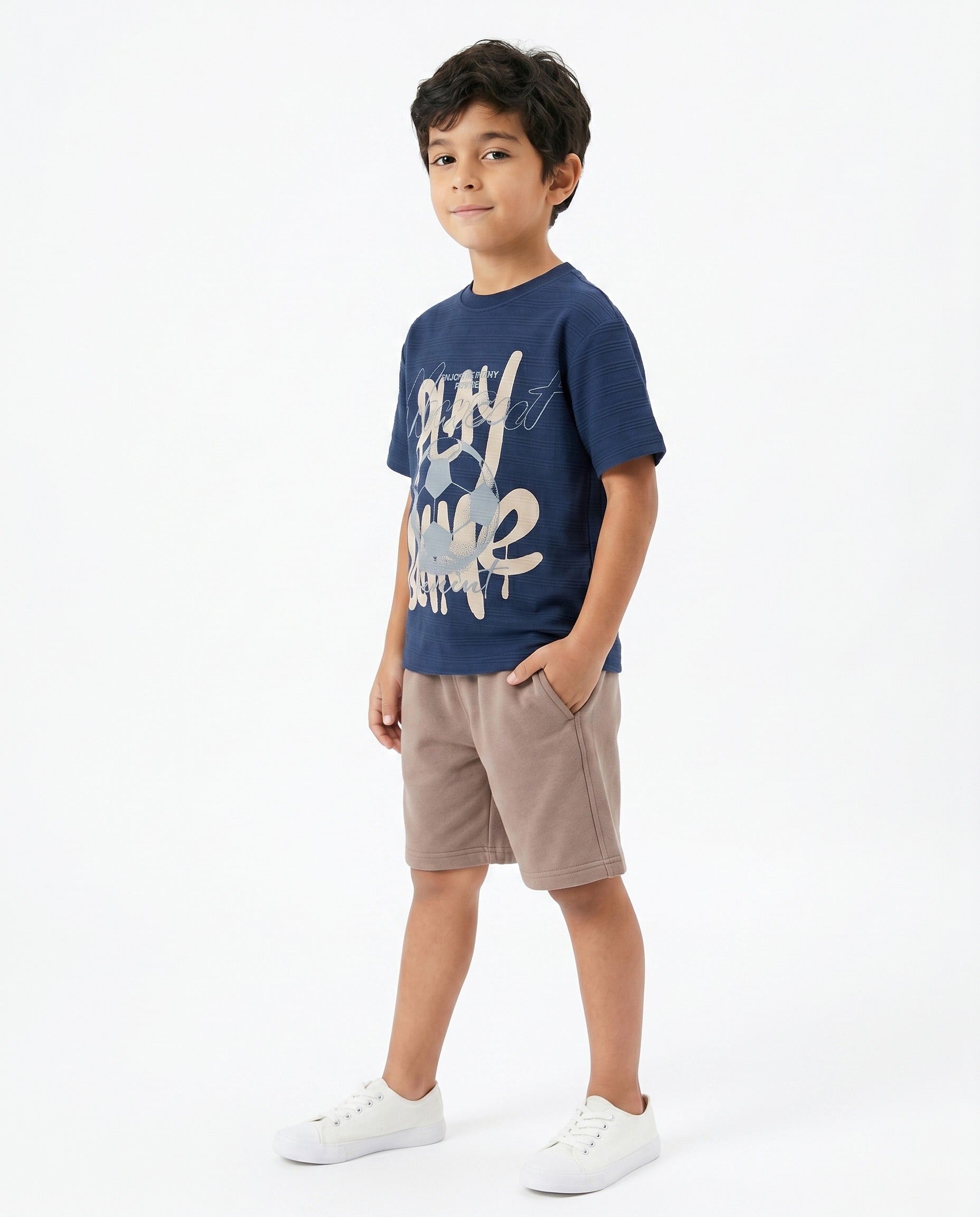Boys Football Graphic Set | Dark Blue - Remint Kids Fashion