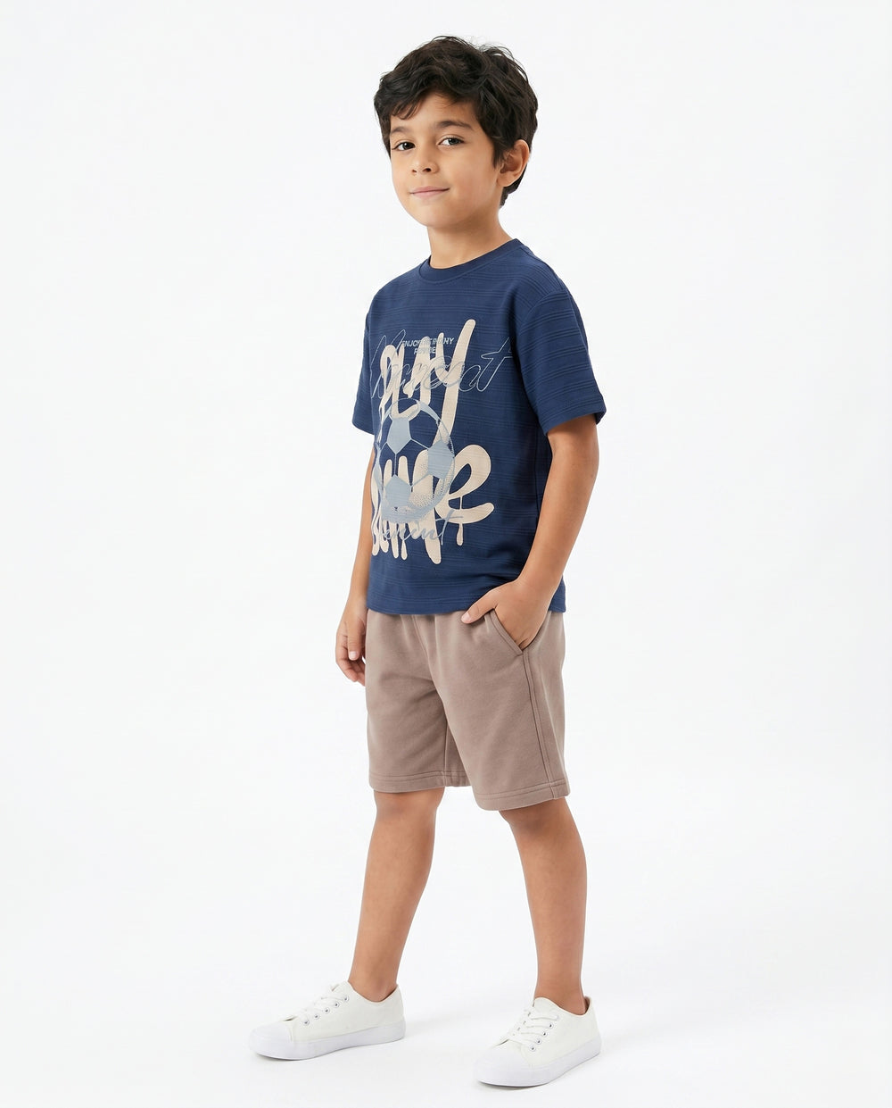 Boys Football Graphic Set | Dark Blue - Remint Kids Fashion