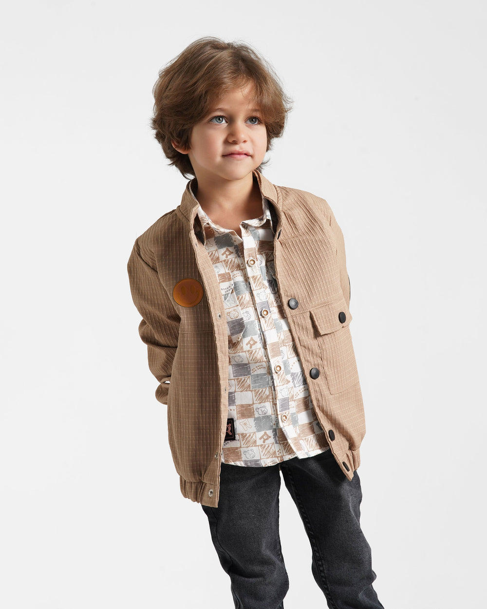 Boys Corduroy Utility Jacket | Camel - Remint Kids Fashion