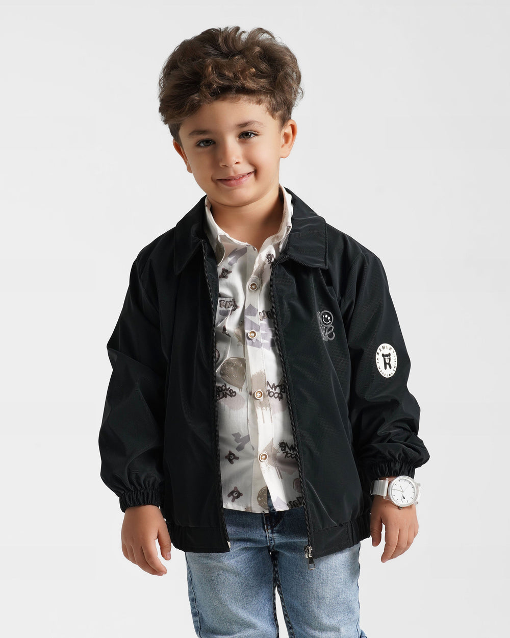 Boys Lightweight Zip-Up Jacket | Black - Remint Kids Fashion
