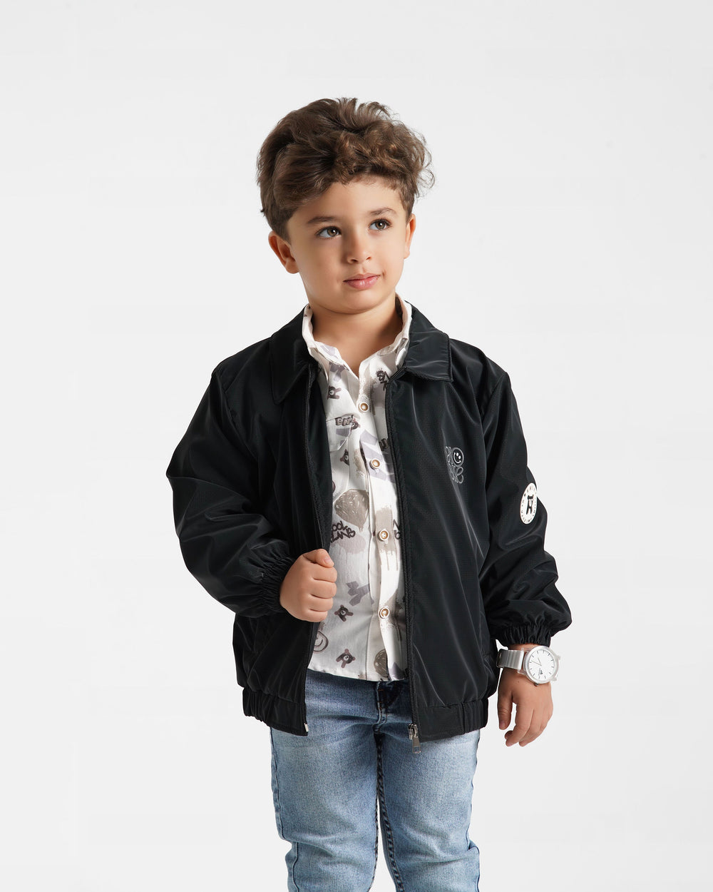 Boys Lightweight Zip-Up Jacket | Black - Remint Kids Fashion