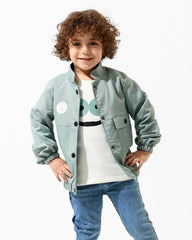 Boys Smiley Graphic Jacket & T-Shirt Set | Mint - Remint Kids Fashion