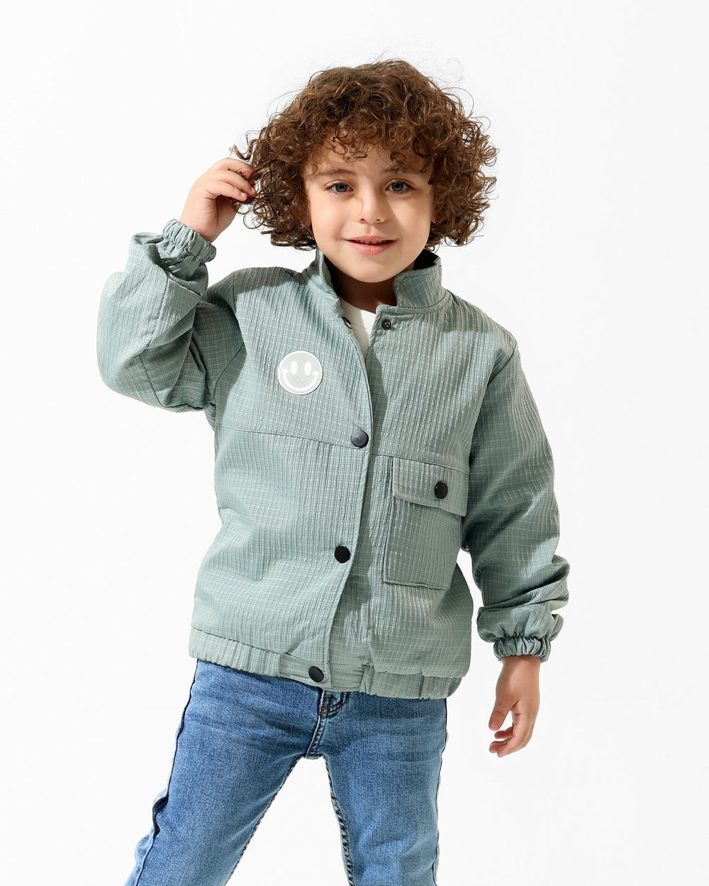 Boys Smiley Graphic Jacket & T-Shirt Set | Mint - Remint Kids Fashion