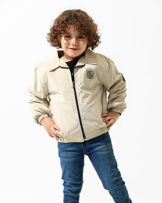 Boys Lion Graphic Jacket & T-Shirt Set | Ecru - Remint Kids Fashion