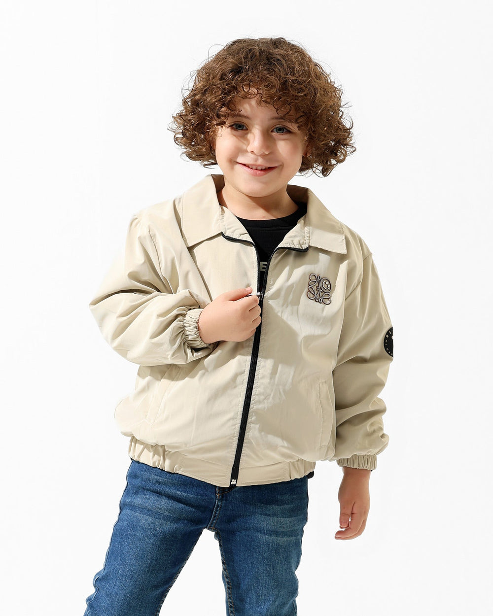 Boys Lion Graphic Jacket & T-Shirt Set | Ecru - Remint Kids Fashion