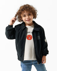 Boys Lion Graphic Jacket & T-Shirt Set | Black - Remint Kids Fashion