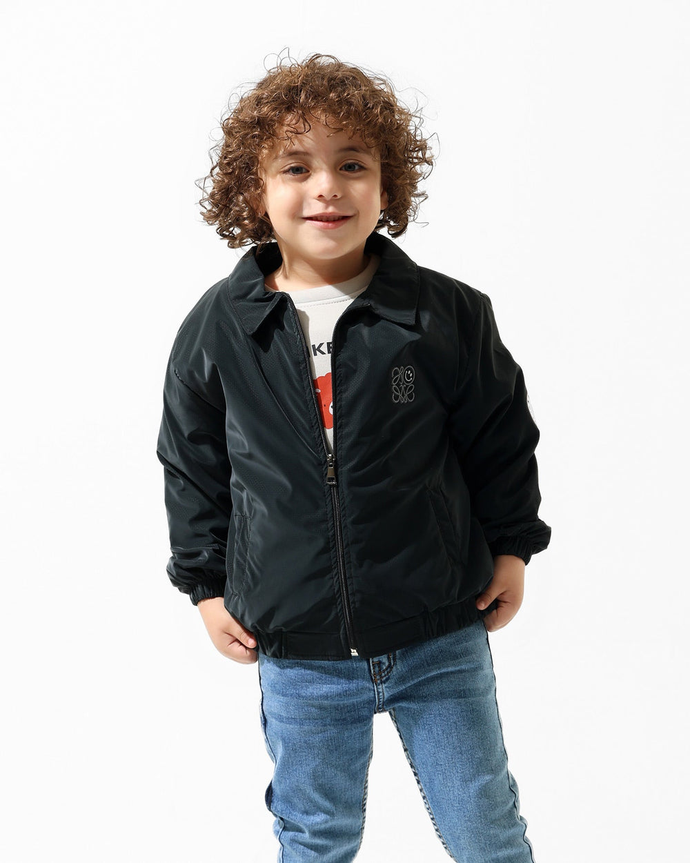 Boys Lion Graphic Jacket & T-Shirt Set | Black - Remint Kids Fashion