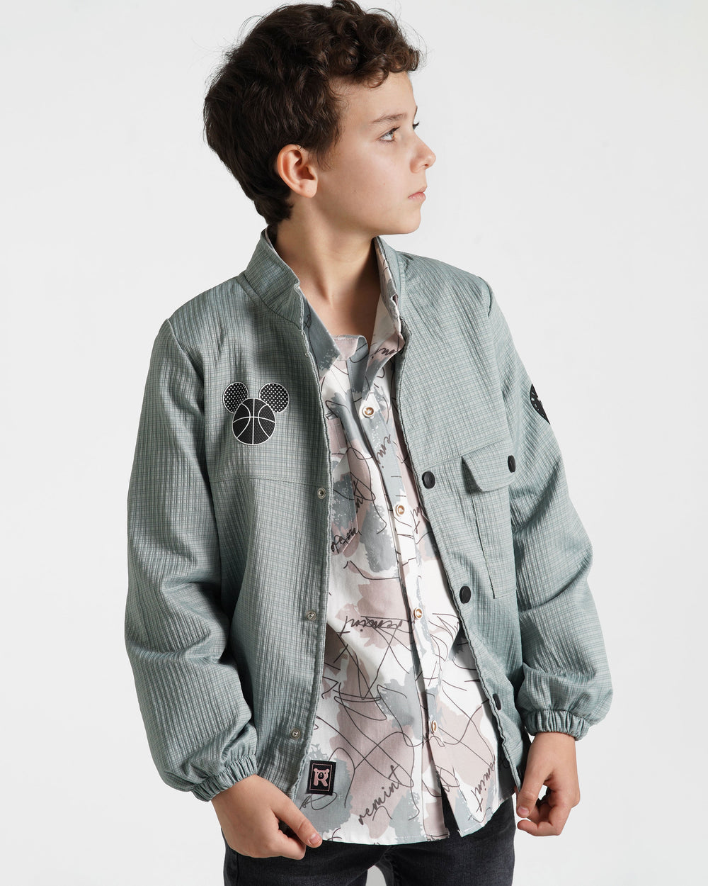 Boys Textured Snap-Button Jacket | Mint - Remint Kids Fashion