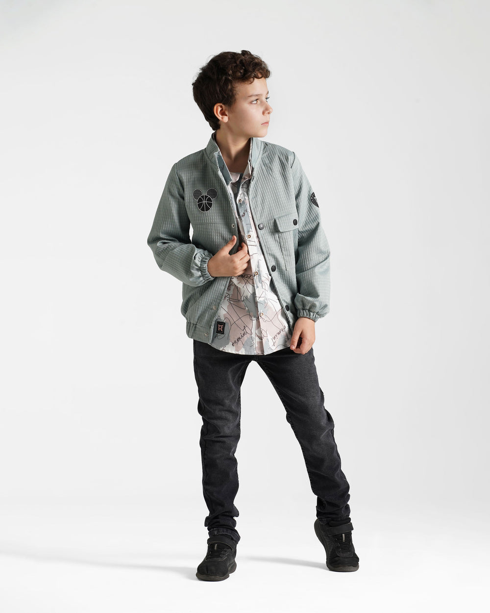 Boys Textured Snap-Button Jacket | Mint - Remint Kids Fashion
