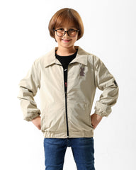 Boys Bear Graphic Jacket & T-Shirt Set | Ecru - Remint Kids Fashion