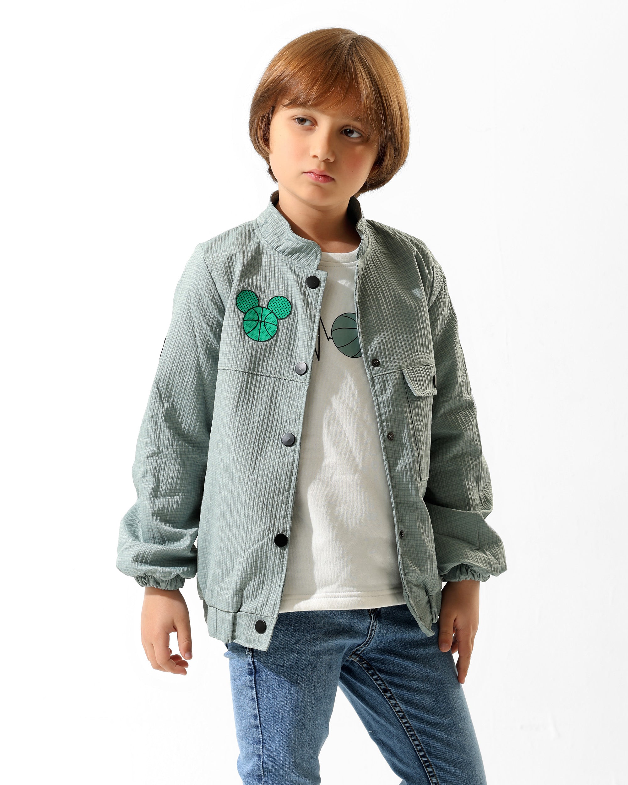 Boys Basketball Graphic Jacket & T-Shirt Set | Mint - Remint Kids Fashion