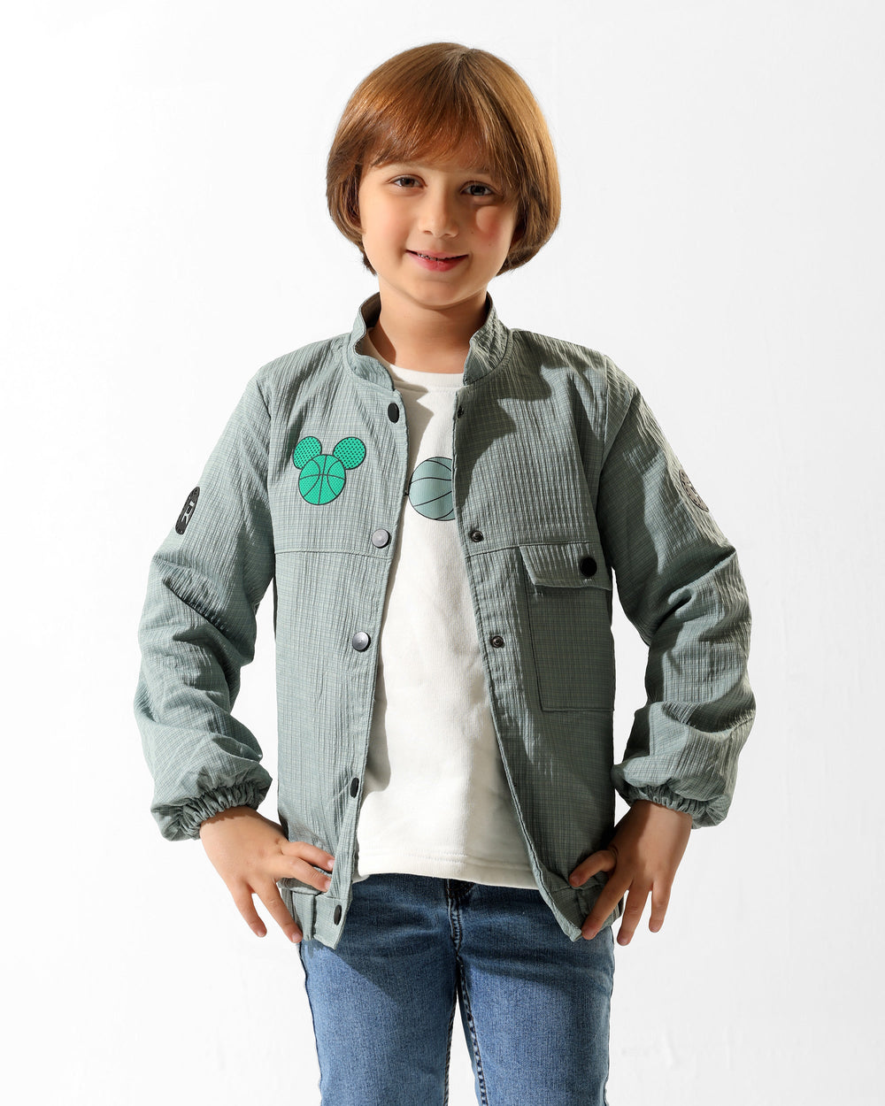 Boys Basketball Graphic Jacket & T-Shirt Set | Mint - Remint Kids Fashion