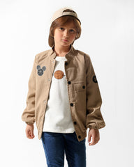 Boys Basketball Graphic Jacket & T-Shirt Set | Camel - Remint Kids Fashion