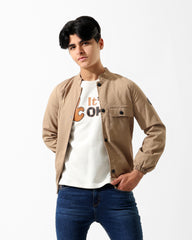 Text Graphic Jacket & T-Shirt Set | Camel - Remint Kids Fashion