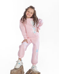 Girls Cotton Sweatshirt & Jogger Set | Rose Pink - Remint Kids Fashion