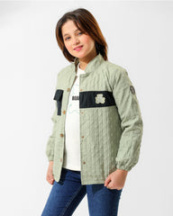 Girls Bear Print Quilted Jacket & T-Shirt Set | Mint - Remint Kids Fashion