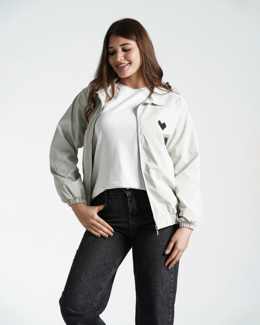 Teen Girls Minimalist Zip-Up Jacket | Grey - Remint Kids Fashion