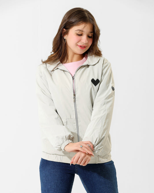 Girls Heart Detail Jacket & T-Shirt Set | Grey - Remint Kids Fashion