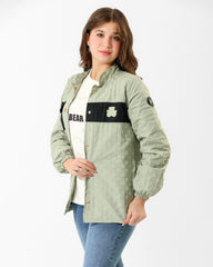 Girls Bear Graphic Quilted Jacket & T-Shirt Set | Mint - Remint Kids Fashion