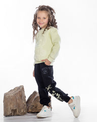 Girls Cotton Sweatshirt & Jogger Set | Light Green - Remint Kids Fashion