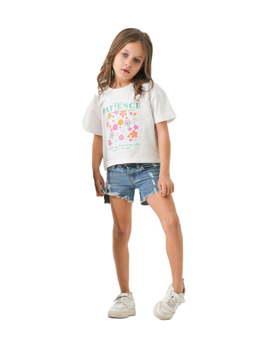 Girls Patience Floral Graphic T-Shirt | Off-White - Remint Kids Fashion