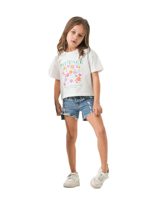 Girls Patience Floral Graphic T-Shirt | Off-White - Remint Kids Fashion