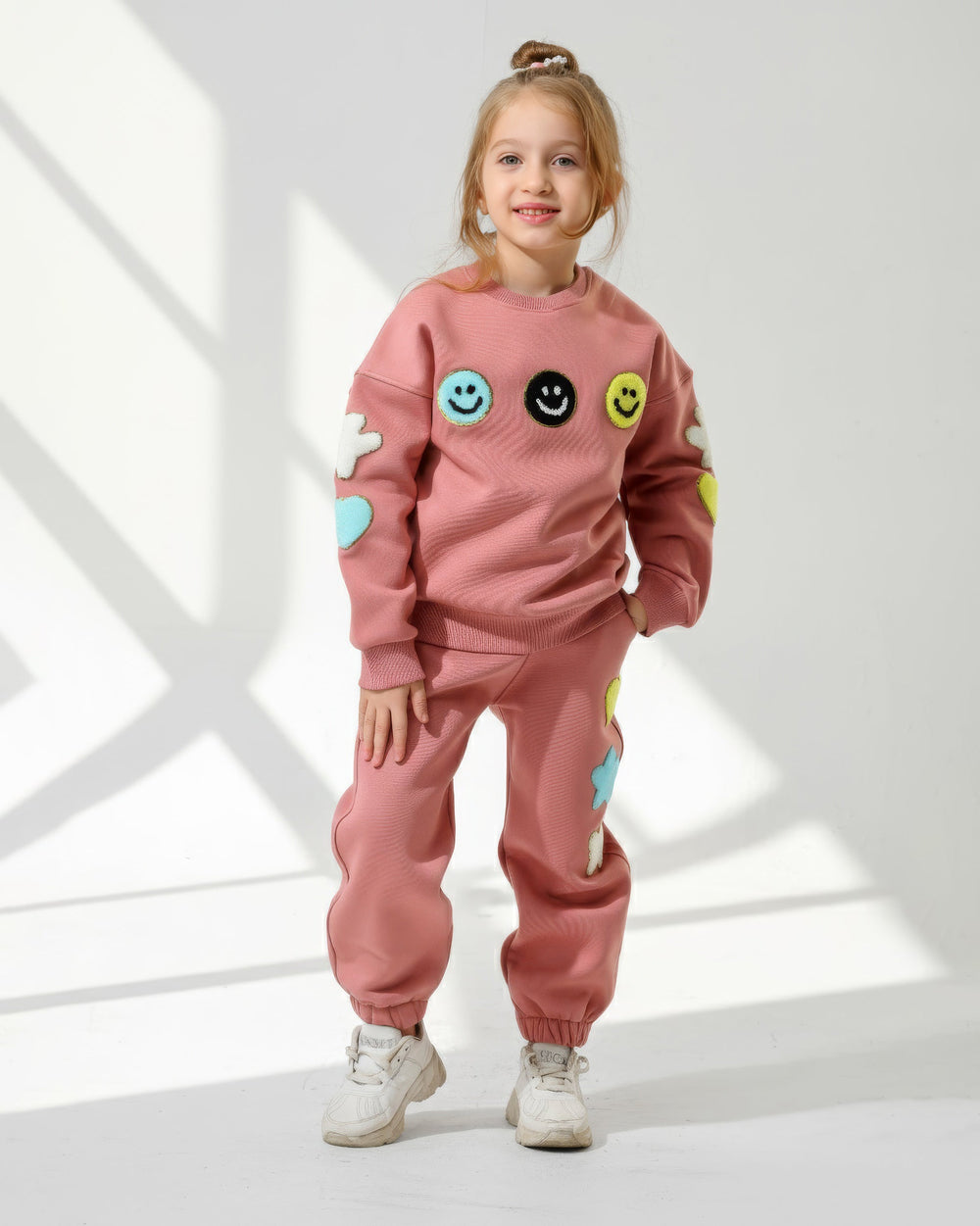 Girls Smiley Patch Set | Cashmere - Remint Kids Fashion