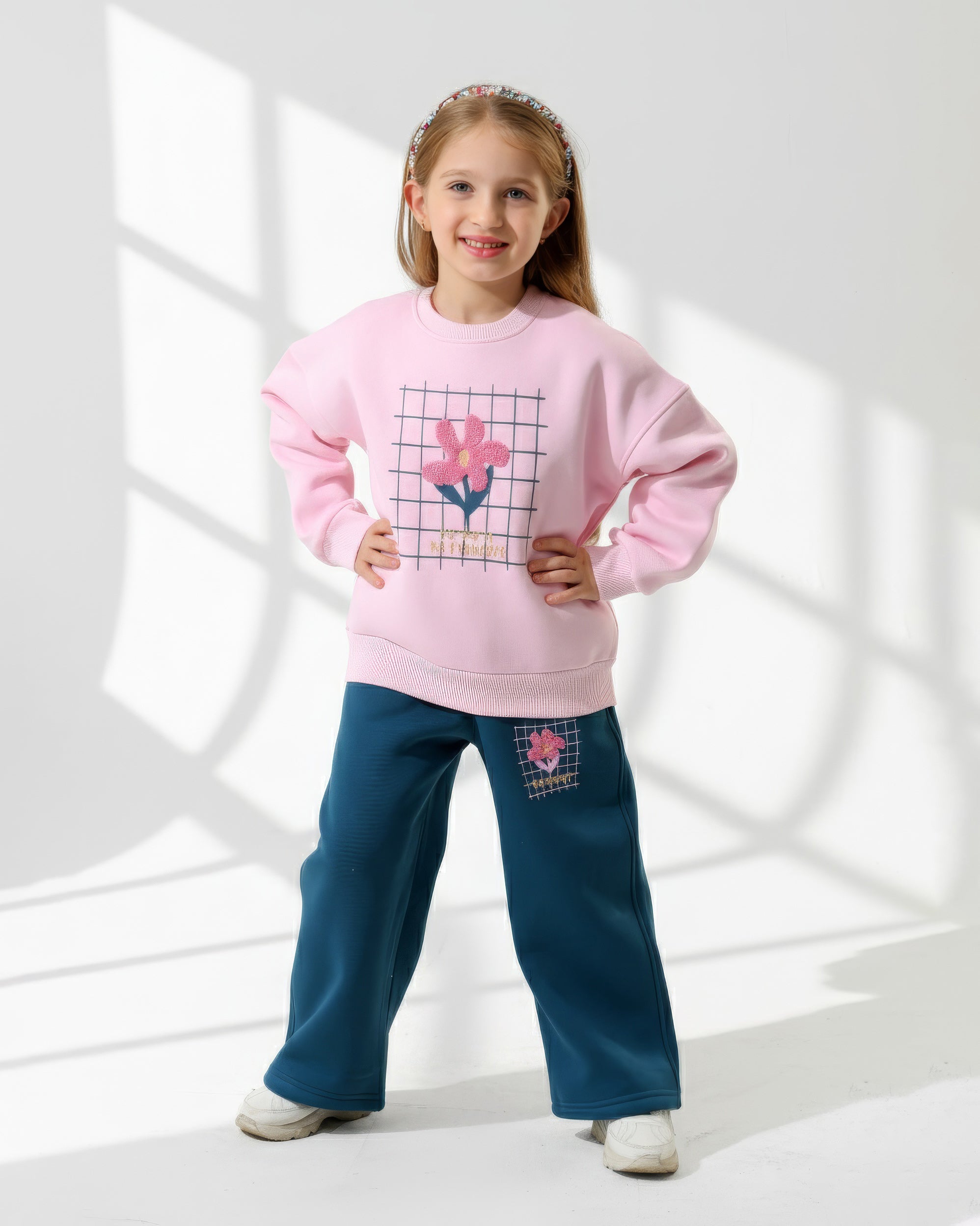 Girls Flower Graphic Set | Rose Pink - Remint Kids Fashion