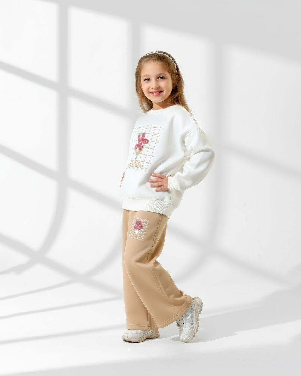 Girls Flower Graphic Set | Off-White - Remint Kids Fashion