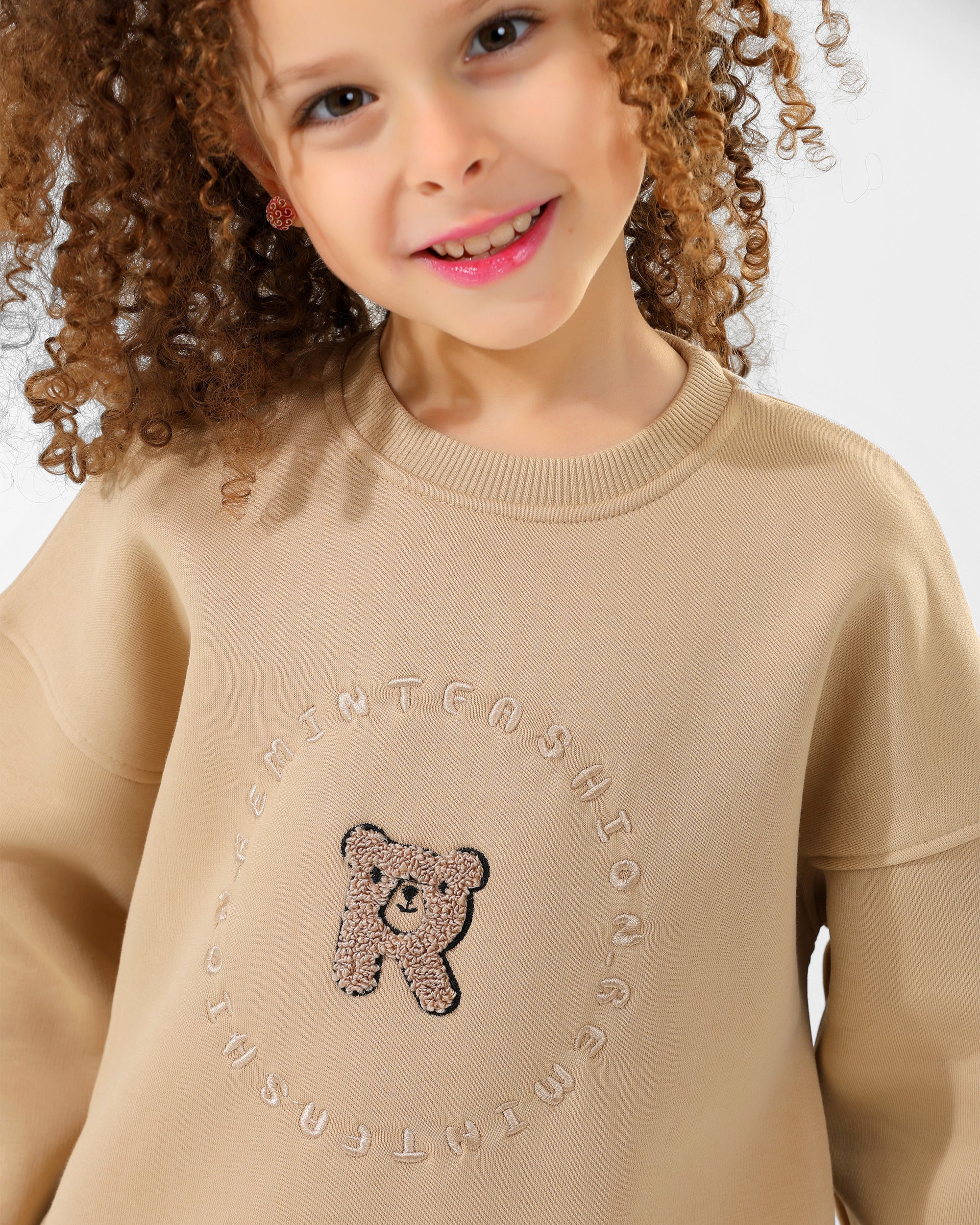 Girls Teddy Logo Cargo Set | Beige - Remint Kids Fashion