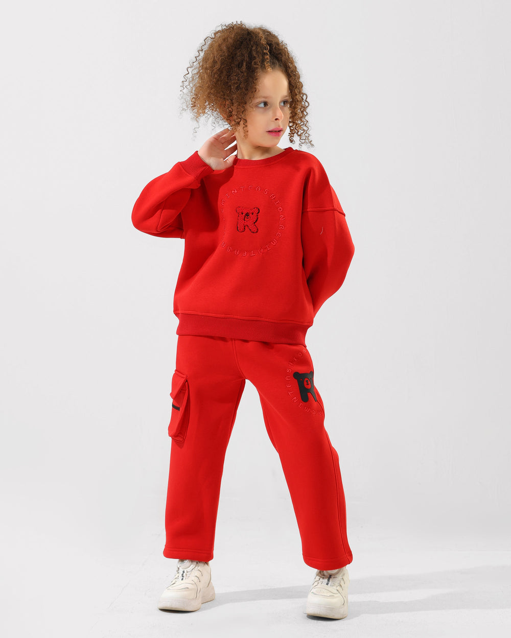 Girls Teddy Logo Cargo Set | Red - Remint Kids Fashion