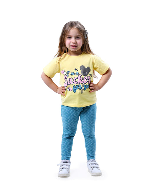 Girls Slogan Graphic Set | Yellow - Remint Kids Fashion