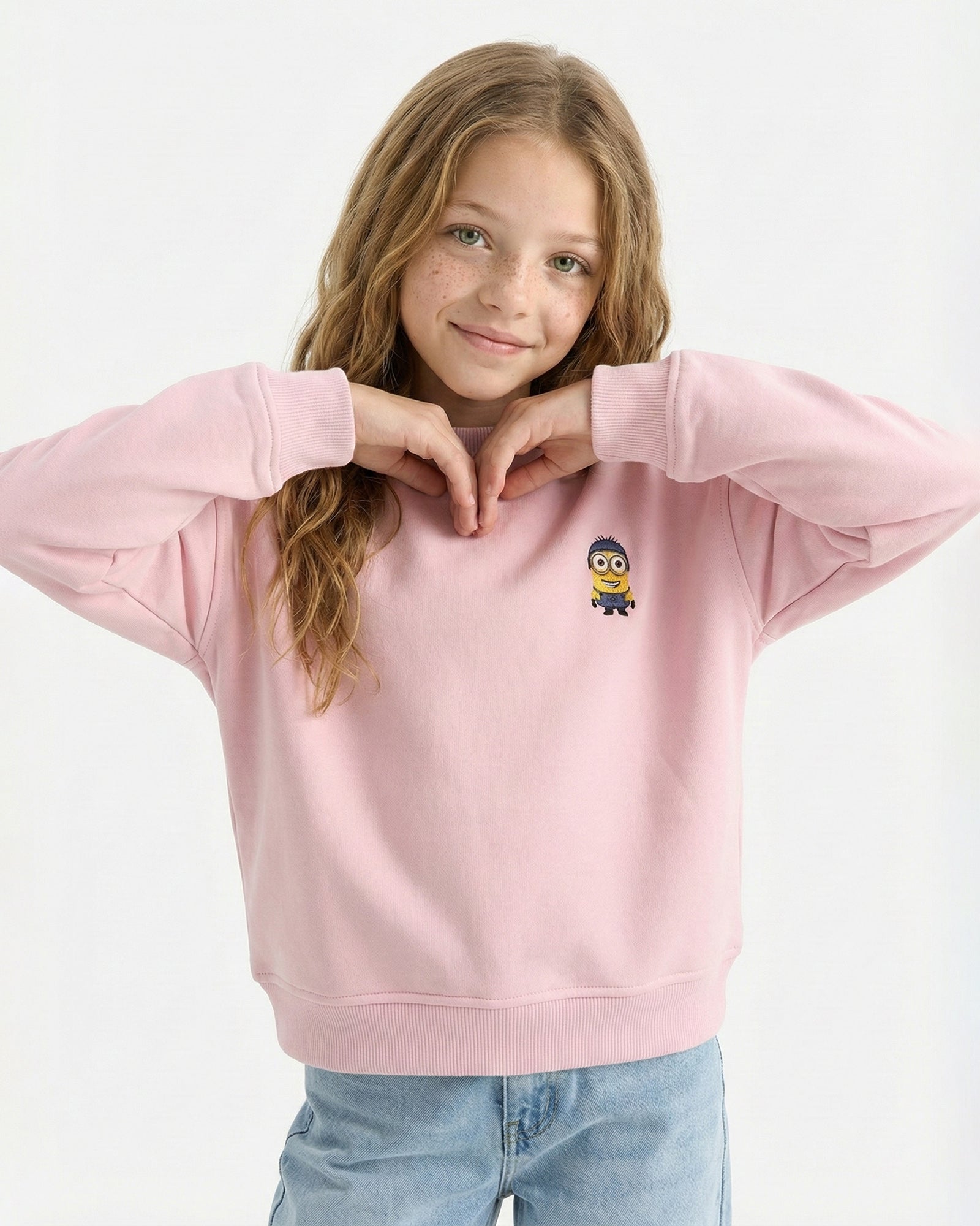 Girls Cute Minions Sweatshirt | Rose Pink - Remint Kids Fashion