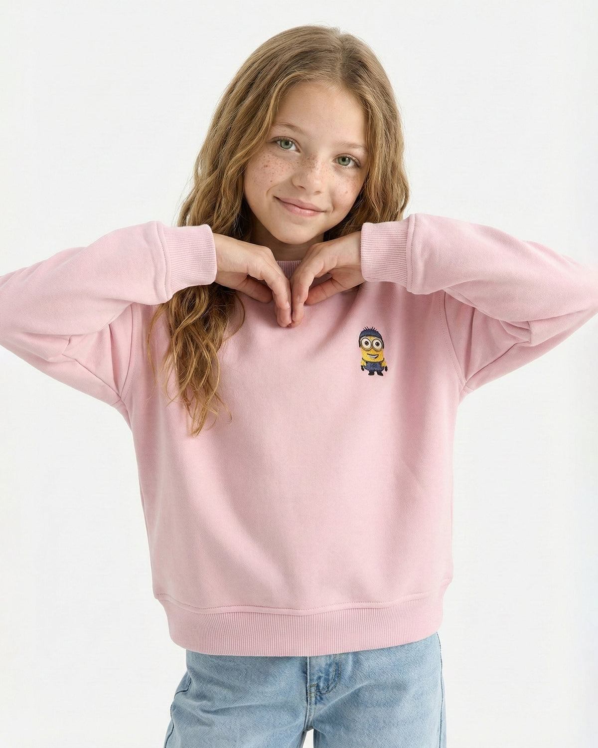 Girls Cute Minions Sweatshirt | Rose Pink - Remint Kids Fashion