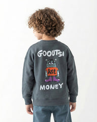 Boys Cartoon Statement Sweatshirt | Dark Grey - Remint Kids Fashion