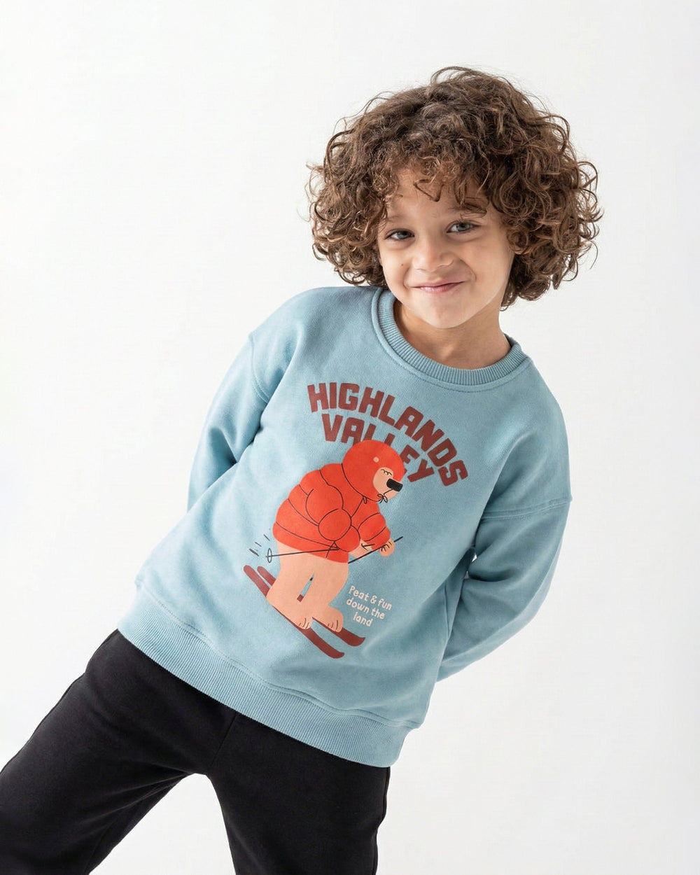 Boys Highland Valley Graphic Sweatshirt | Turquoise - Remint Kids Fashion