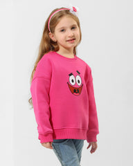 Girls Smiley Face Graphic Sweatshirt | Pink - Remint Kids Fashion