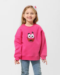 Girls Smiley Face Graphic Sweatshirt | Pink - Remint Kids Fashion
