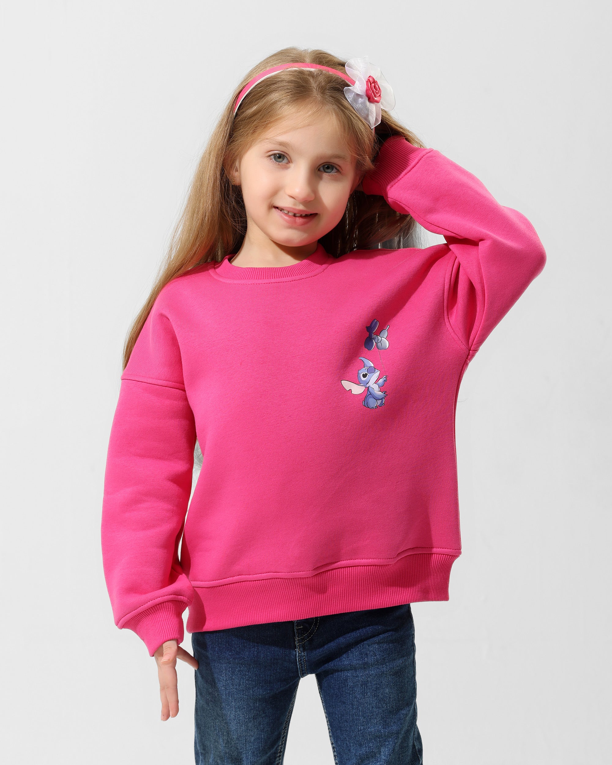 Girls Stitch Back Print Sweatshirt | Pink - Remint Kids Fashion