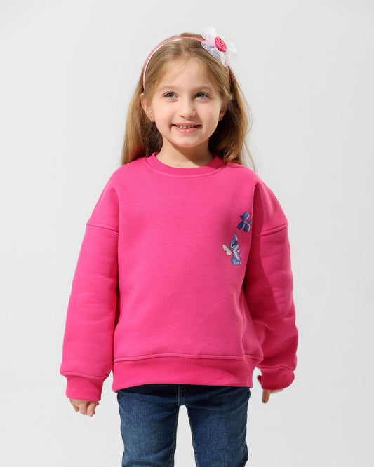 Girls Stitch Back Print Sweatshirt | Pink - Remint Kids Fashion