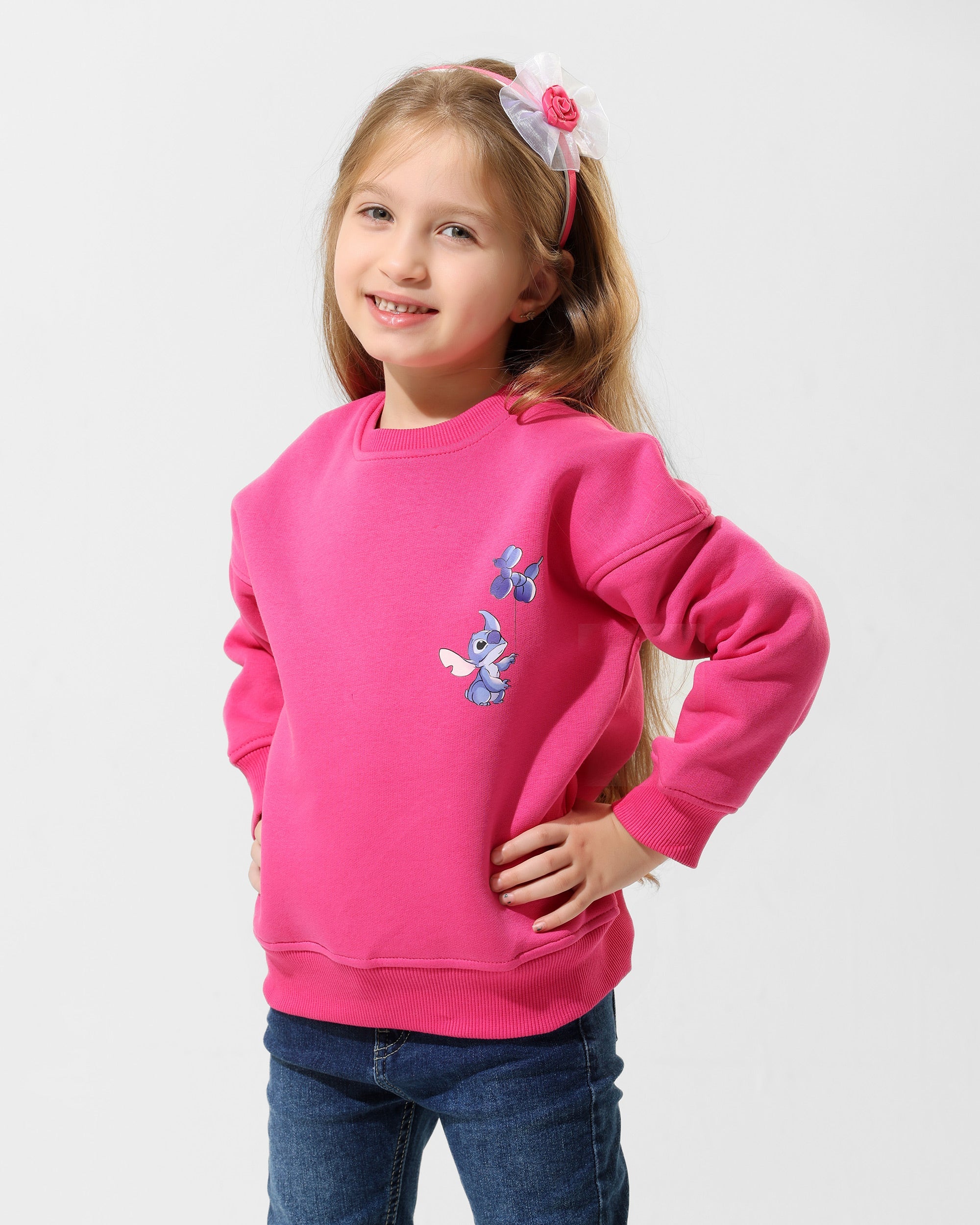 Girls Stitch Back Print Sweatshirt | Pink - Remint Kids Fashion