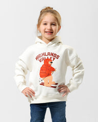 Girls Highlands Valley Bear Graphic Hoodie | Off-White - Remint Kids Fashion